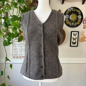 Vtg Corbin Size S 100% Wool Brown Sweater Vest Button Up Cozy Cottage Prairie